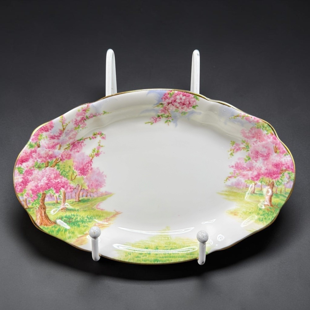 Royal Albert Blossom Time Bone China Pickle Dish Oval Tray England Pink Floral